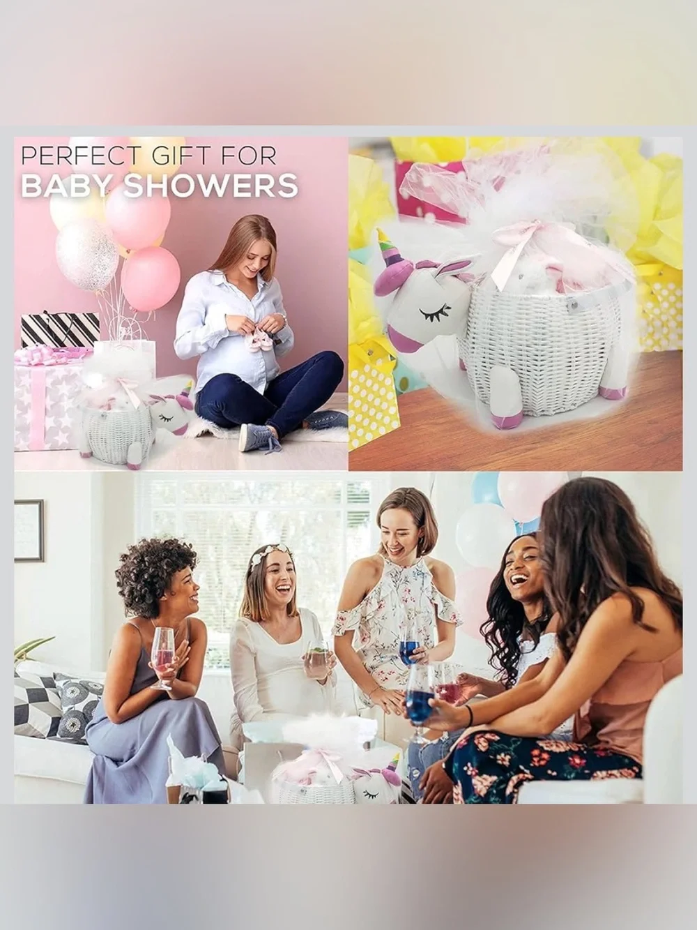 NWOT Beautiful Unicorn Baby Shower Gift Basket ONLY - New Baby Gift Basket,